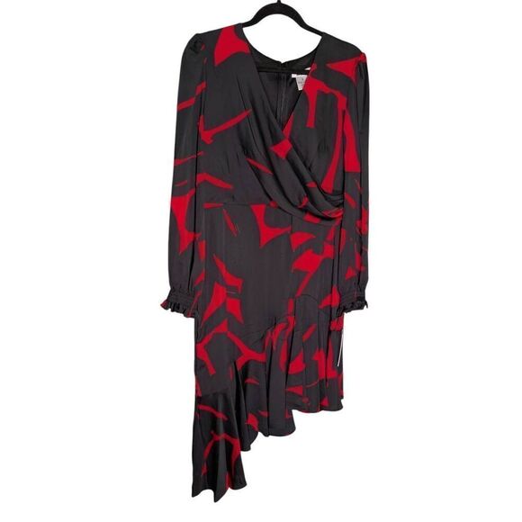 NWT DKNY by Donna Karan Surplice V-Neck Long Sleeve Asymmetrical Hemline Dress S - Picture 1 of 6